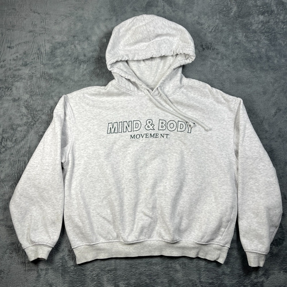 H&M Divided Hoodie Womens Large Heather Gray Mind & Body Movement Graphic Print